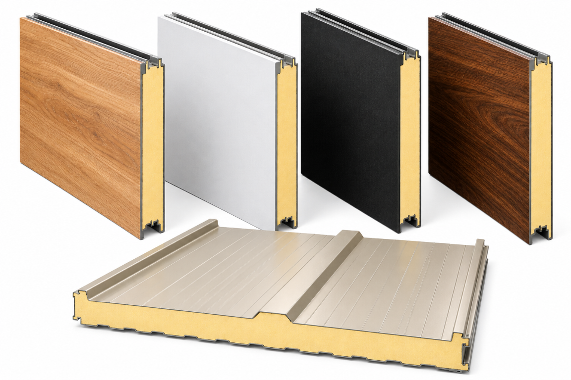 CENLUXE SIP panels in multiple finishes showing the system