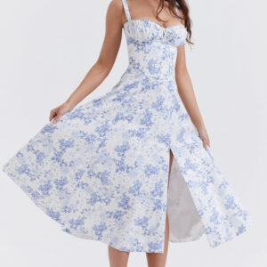 Soft Laced Up Cotton Bustier Sundress