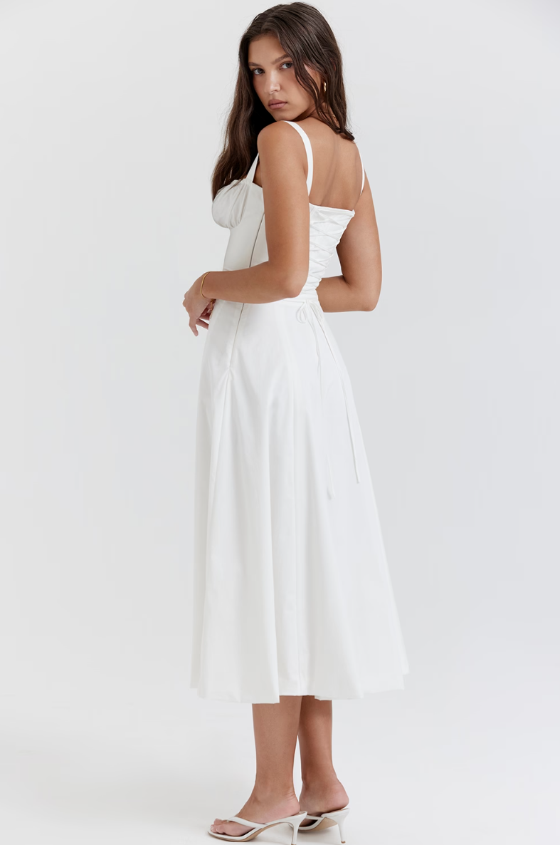 Soft Laced Up Cotton Bustier Sundress