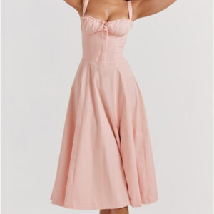 Soft Laced Up Cotton Bustier Sundress