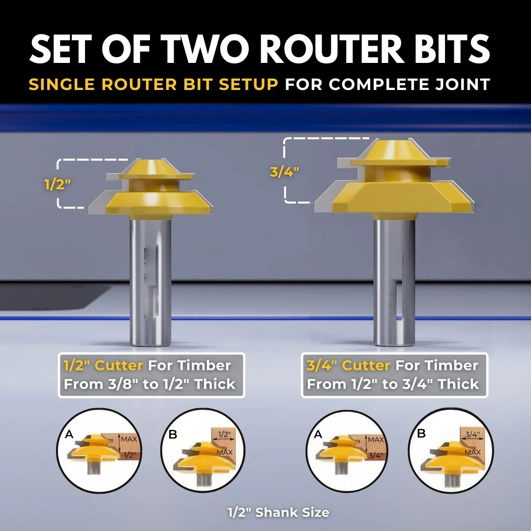 TimberLock 45° Lock Miter Router Bit – 1/2″ Shank