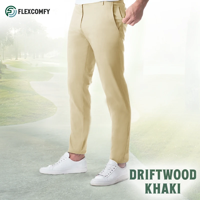 FlexComfy – Men’s High Waist Straight Fit Stretch Khakis