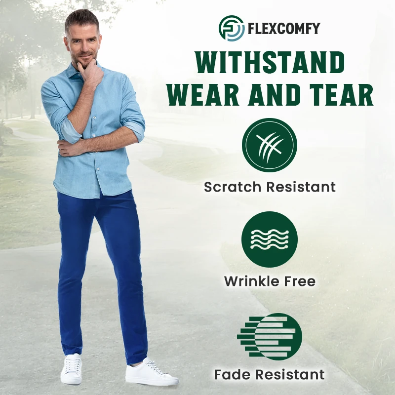 FlexComfy – Men’s High Waist Straight Fit Stretch Khakis