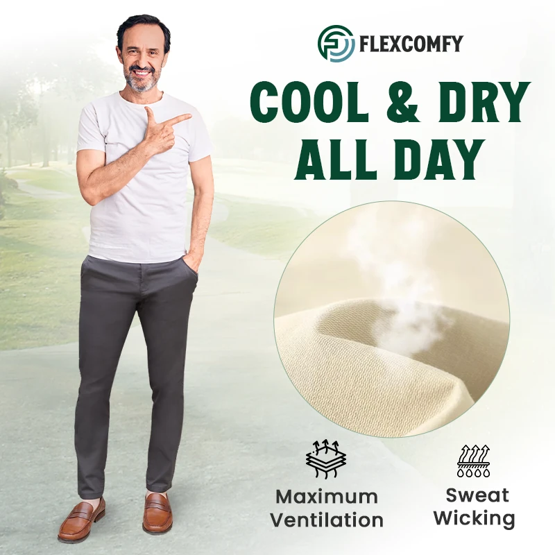 FlexComfy – Men’s High Waist Straight Fit Stretch Khakis