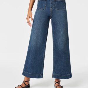 Tummy Control Cropped Wide-Leg Jeans