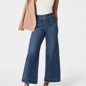 Tummy Control Cropped Wide-Leg Jeans