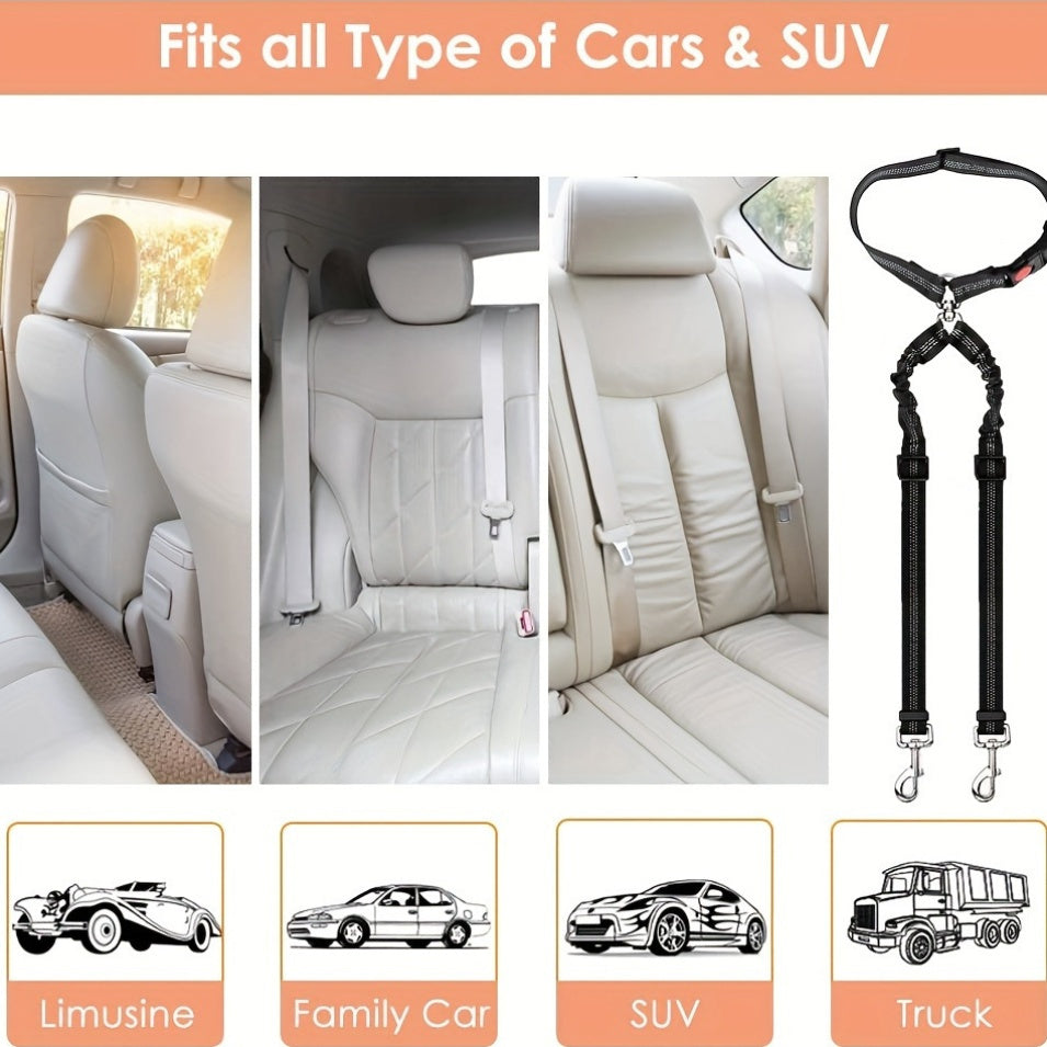 Adjustable Dog Car Safety Seat Belt & Leash