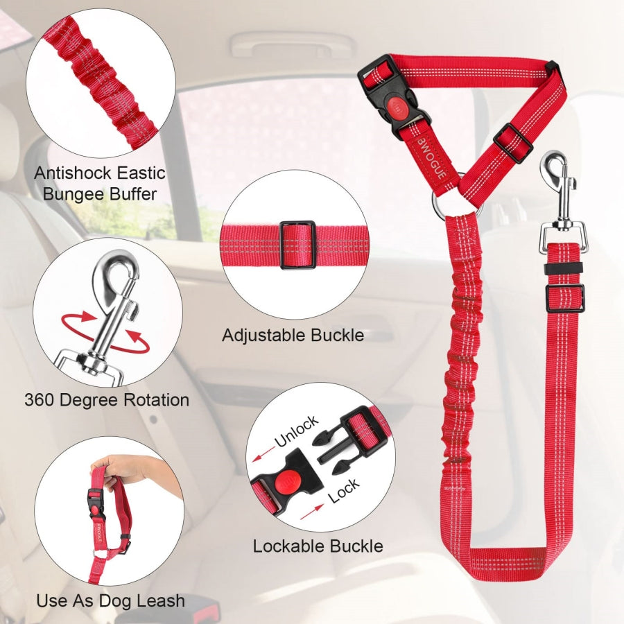 Adjustable Dog Car Safety Seat Belt & Leash