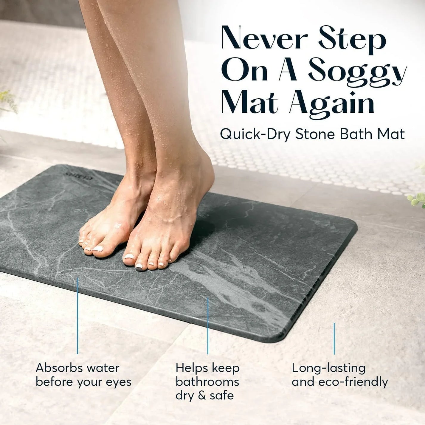 Avura Stone Bath Mat | Anti Slip | Anti Bacterial